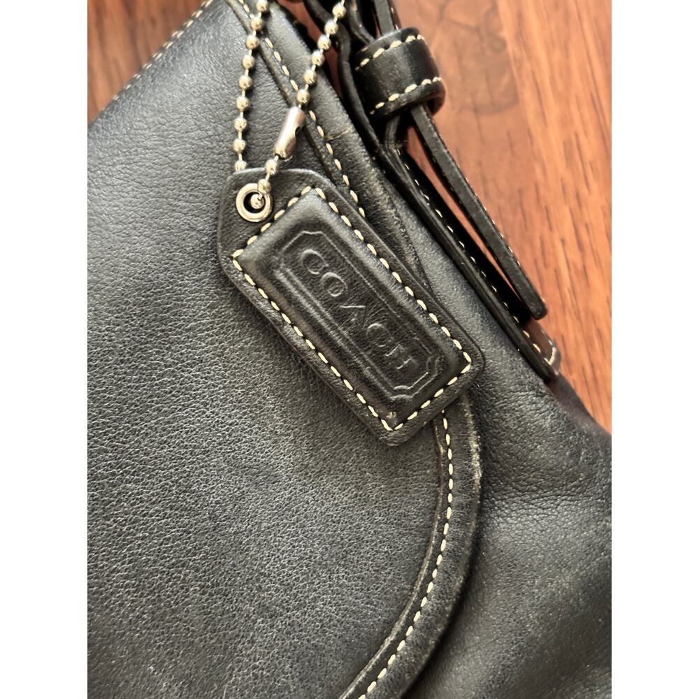 Vintage Coach Front Flap Soho Crossbody Black Leather Convertible Shoulder Hobo - Picture 9 of 11
